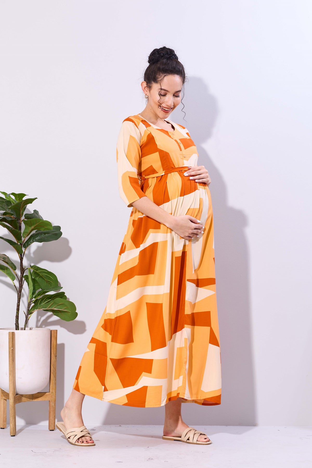 Soft Rayon4-IN-ONE Mom's Feeding & Casual Wear| Pre & Post Maternity Wear | Fancy Long Frock | Best Choice for Pregnancy Women (FIO-F)