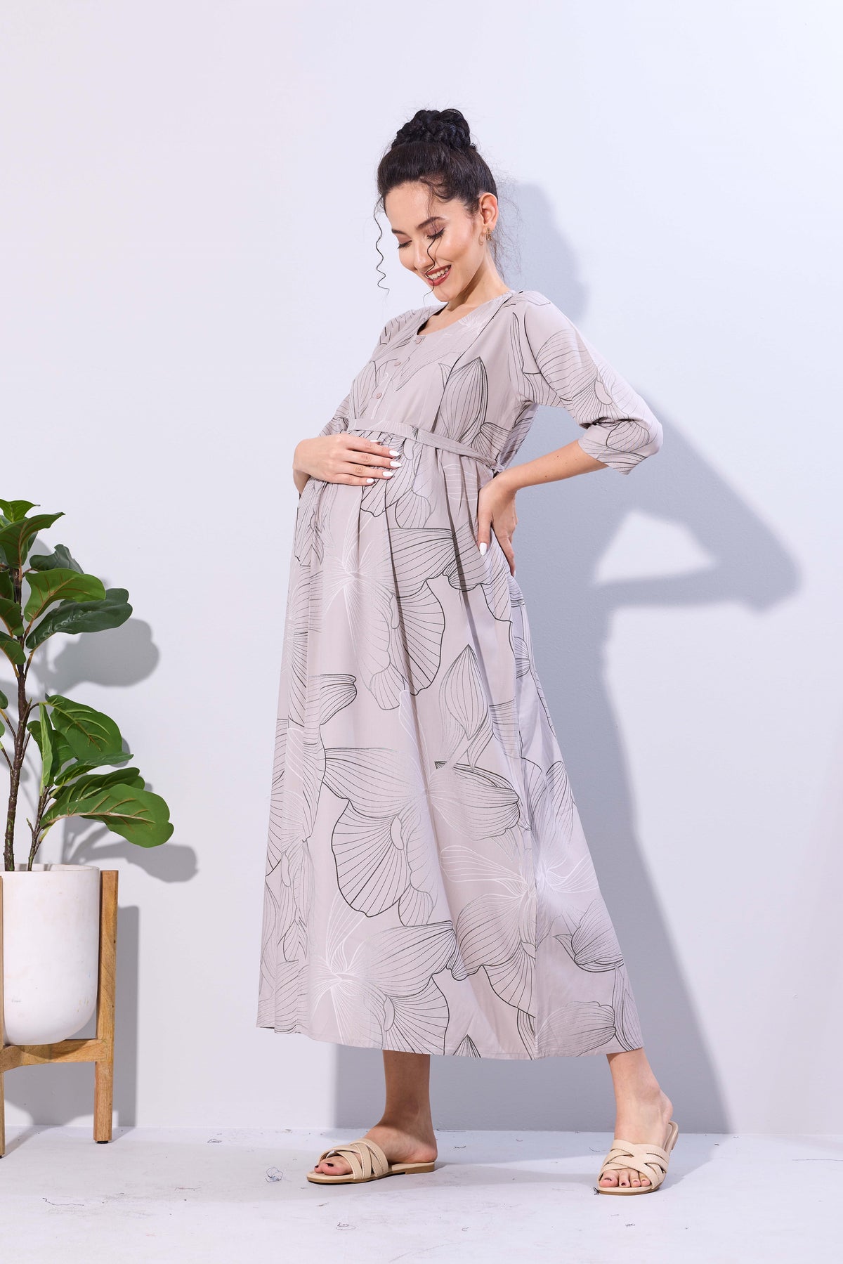 Soft Rayon4-IN-ONE Mom's Feeding & Casual Wear| Pre & Post Maternity Wear | Fancy Long Frock | Best Choice for Pregnancy Women (FIO-F)