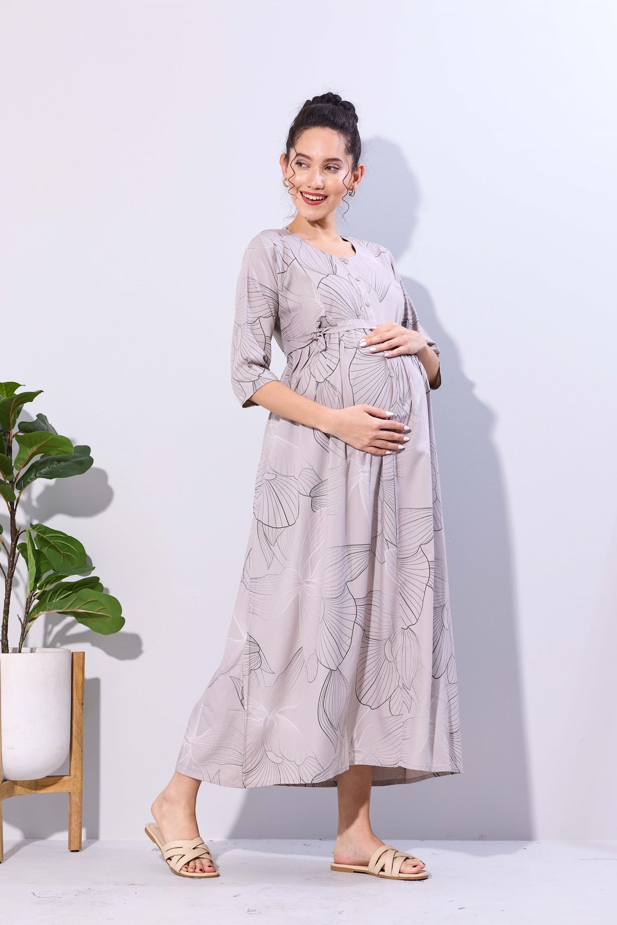 Soft Rayon4-IN-ONE Mom's Feeding & Casual Wear| Pre & Post Maternity Wear | Fancy Long Frock | Best Choice for Pregnancy Women (FIO-F)