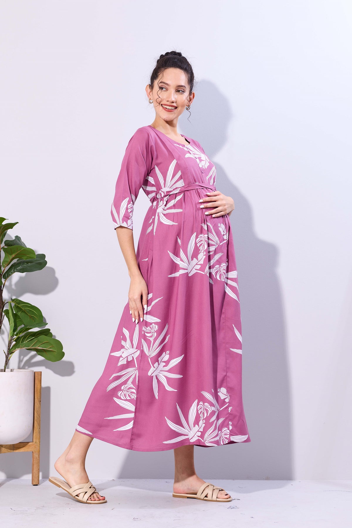 Soft Rayon4-IN-ONE Mom's Feeding & Casual Wear| Pre & Post Maternity Wear | Fancy Long Frock | Best Choice for Pregnancy Women (FIO-F)