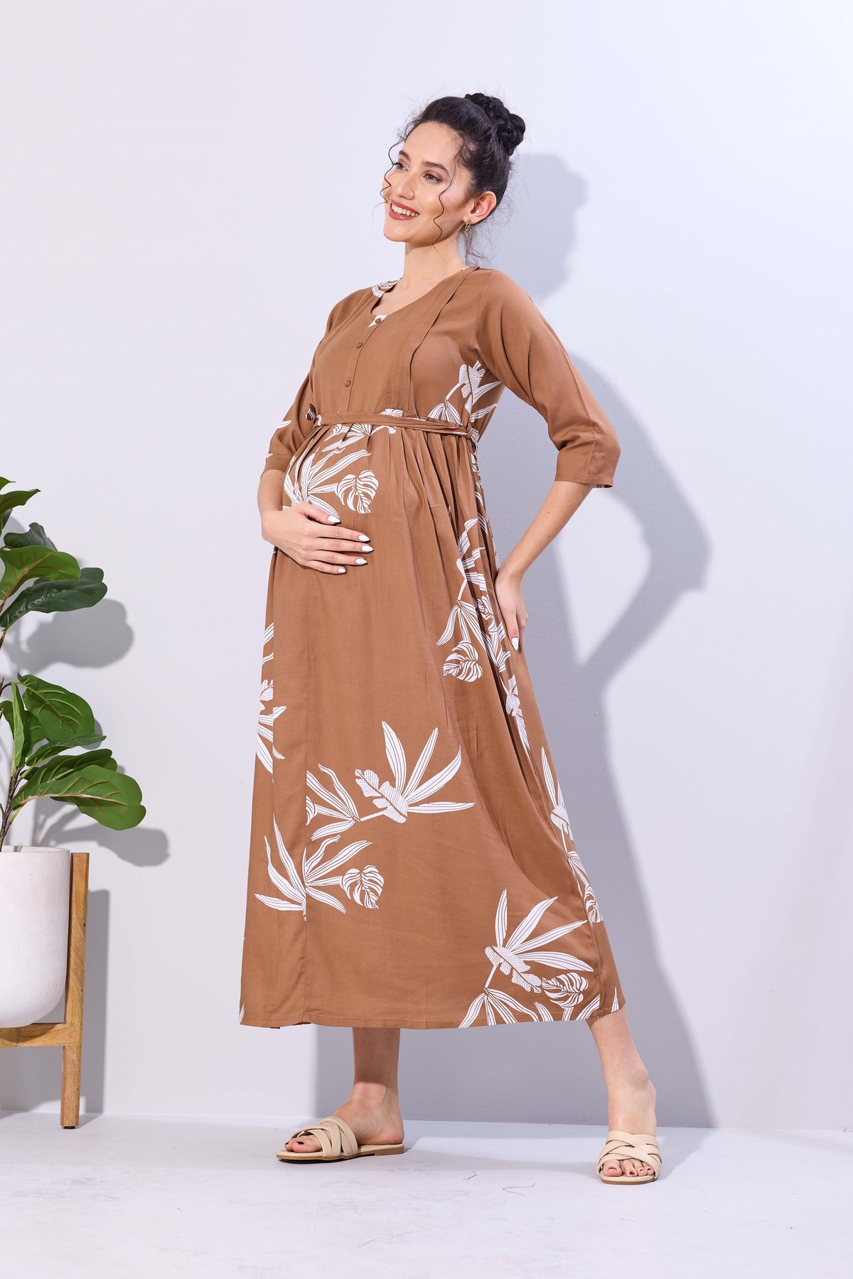 Soft Rayon4-IN-ONE Mom's Feeding & Casual Wear| Pre & Post Maternity Wear | Fancy Long Frock | Best Choice for Pregnancy Women (FIO-F)