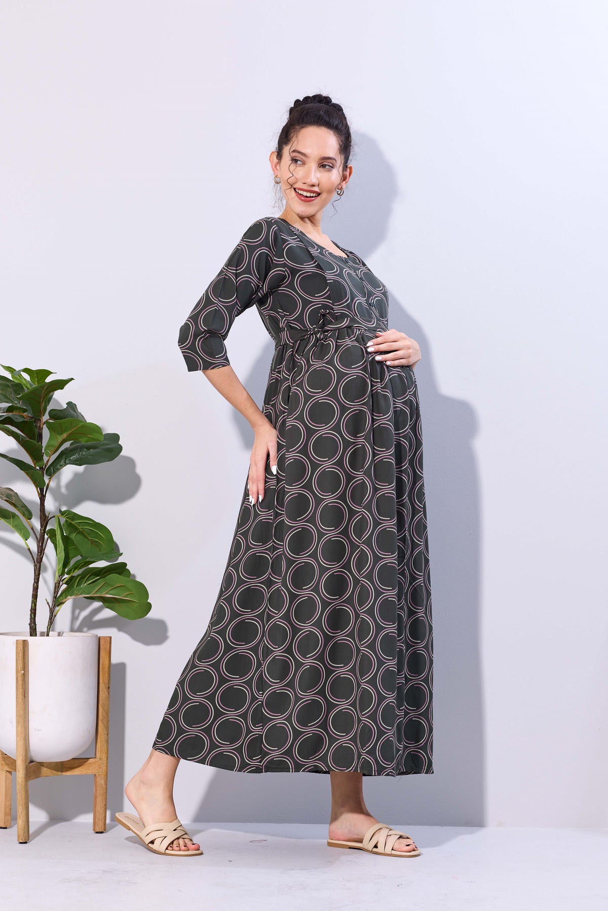 Soft Rayon4-IN-ONE Mom's Feeding & Casual Wear| Pre & Post Maternity Wear | Fancy Long Frock | Best Choice for Pregnancy Women (FIO-F)