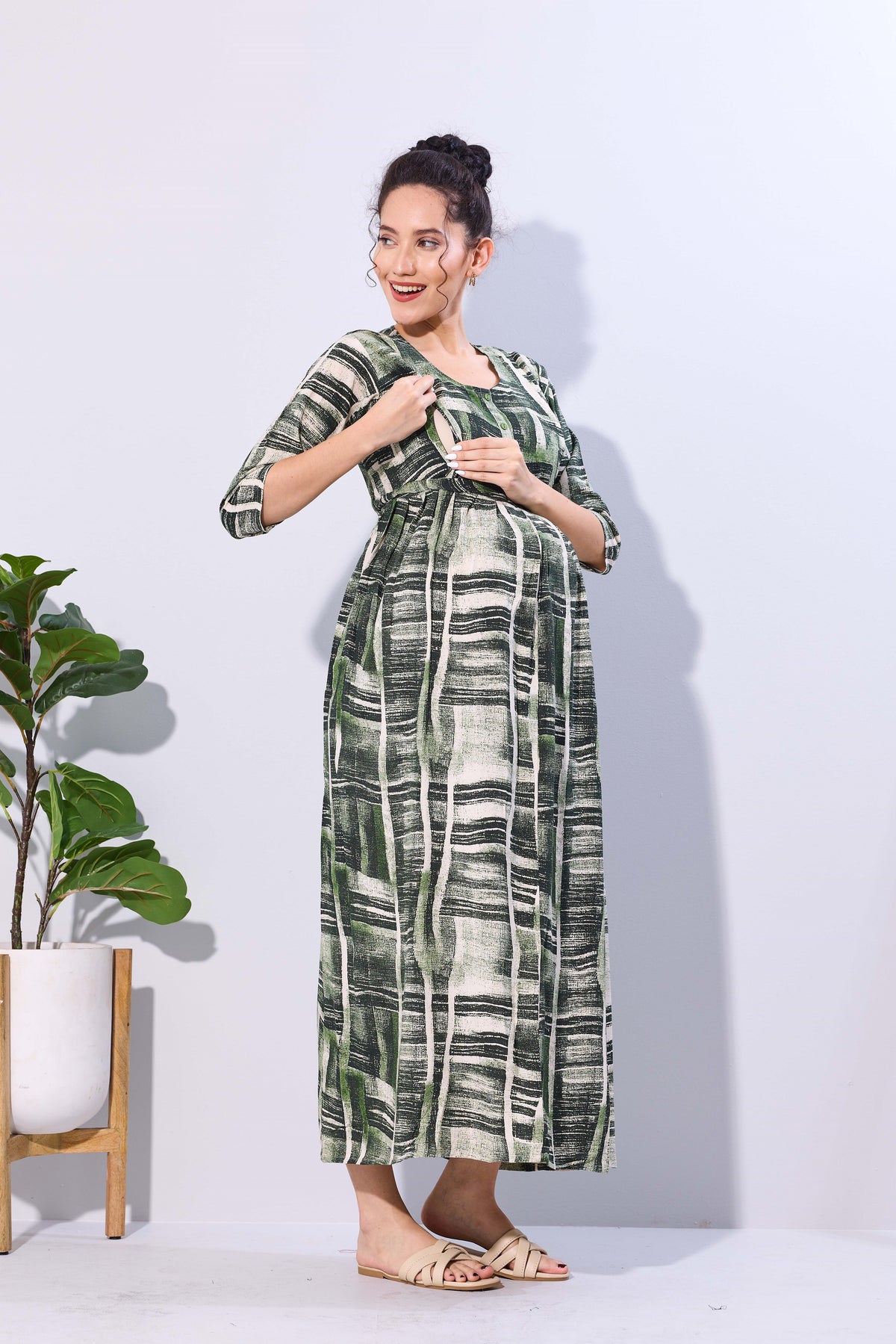 Soft Rayon4-IN-ONE Mom's Feeding & Casual Wear| Pre & Post Maternity Wear | Fancy Long Frock | Best Choice for Pregnancy Women (FIO-F)