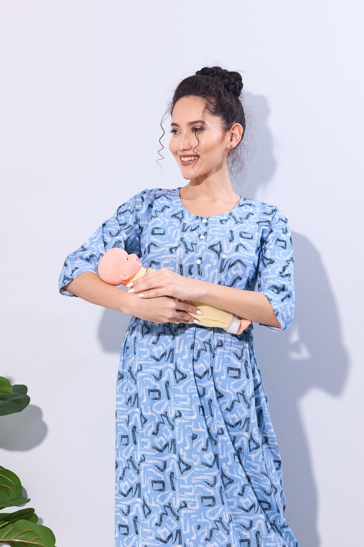 Soft Rayon4-IN-ONE Mom's Feeding & Casual Wear| Pre & Post Maternity Wear | Fancy Long Frock | Best Choice for Pregnancy Women (FIO-F)