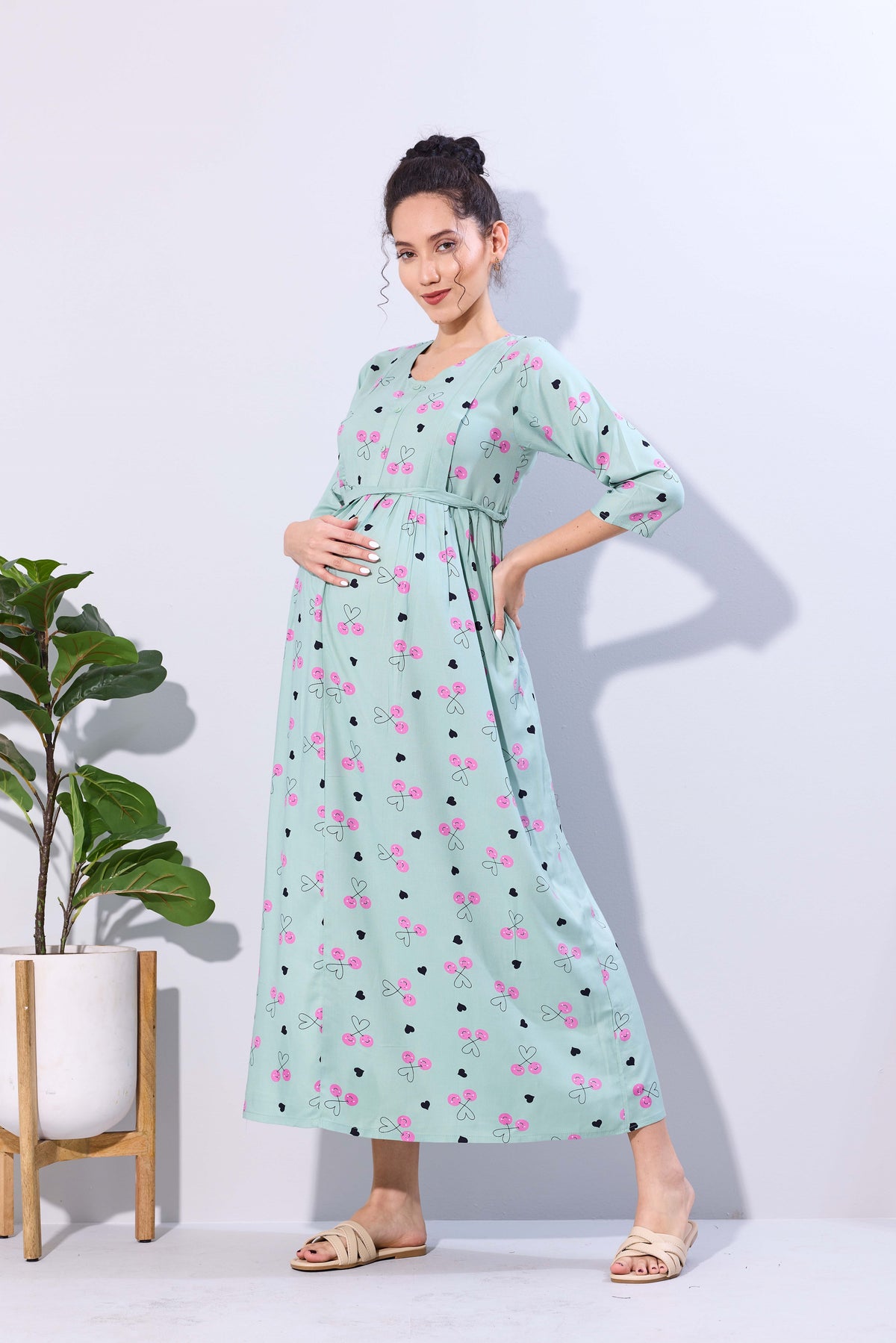 Soft Rayon4-IN-ONE Mom's Feeding & Casual Wear| Pre & Post Maternity Wear | Fancy Long Frock | Best Choice for Pregnancy Women (FIO-F)