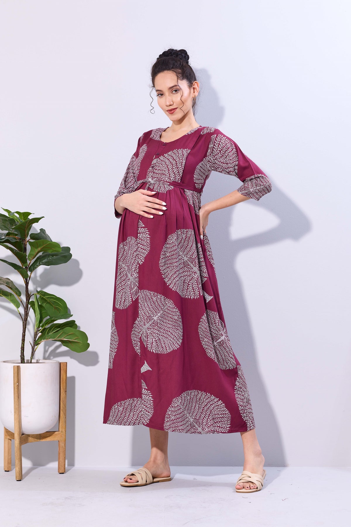 Soft Rayon4-IN-ONE Mom's Feeding & Casual Wear| Pre & Post Maternity Wear | Fancy Long Frock | Best Choice for Pregnancy Women (FIO-F)