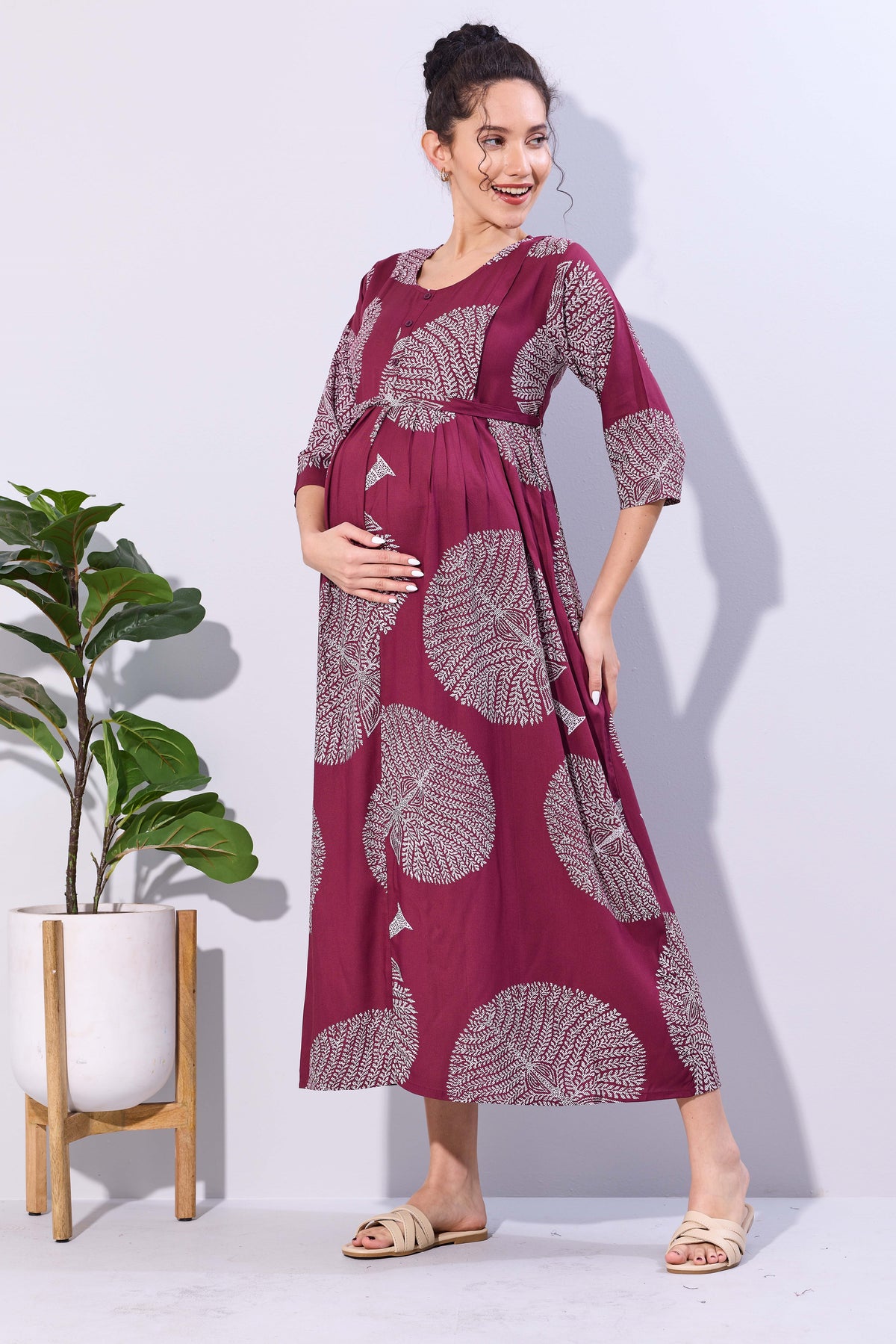 Soft Rayon4-IN-ONE Mom's Feeding & Casual Wear| Pre & Post Maternity Wear | Fancy Long Frock | Best Choice for Pregnancy Women (FIO-F)