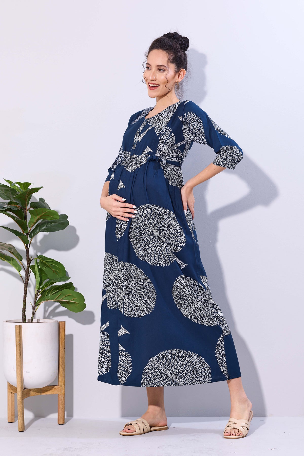 Soft Rayon4-IN-ONE Mom's Feeding & Casual Wear| Pre & Post Maternity Wear | Fancy Long Frock | Best Choice for Pregnancy Women (FIO-F)