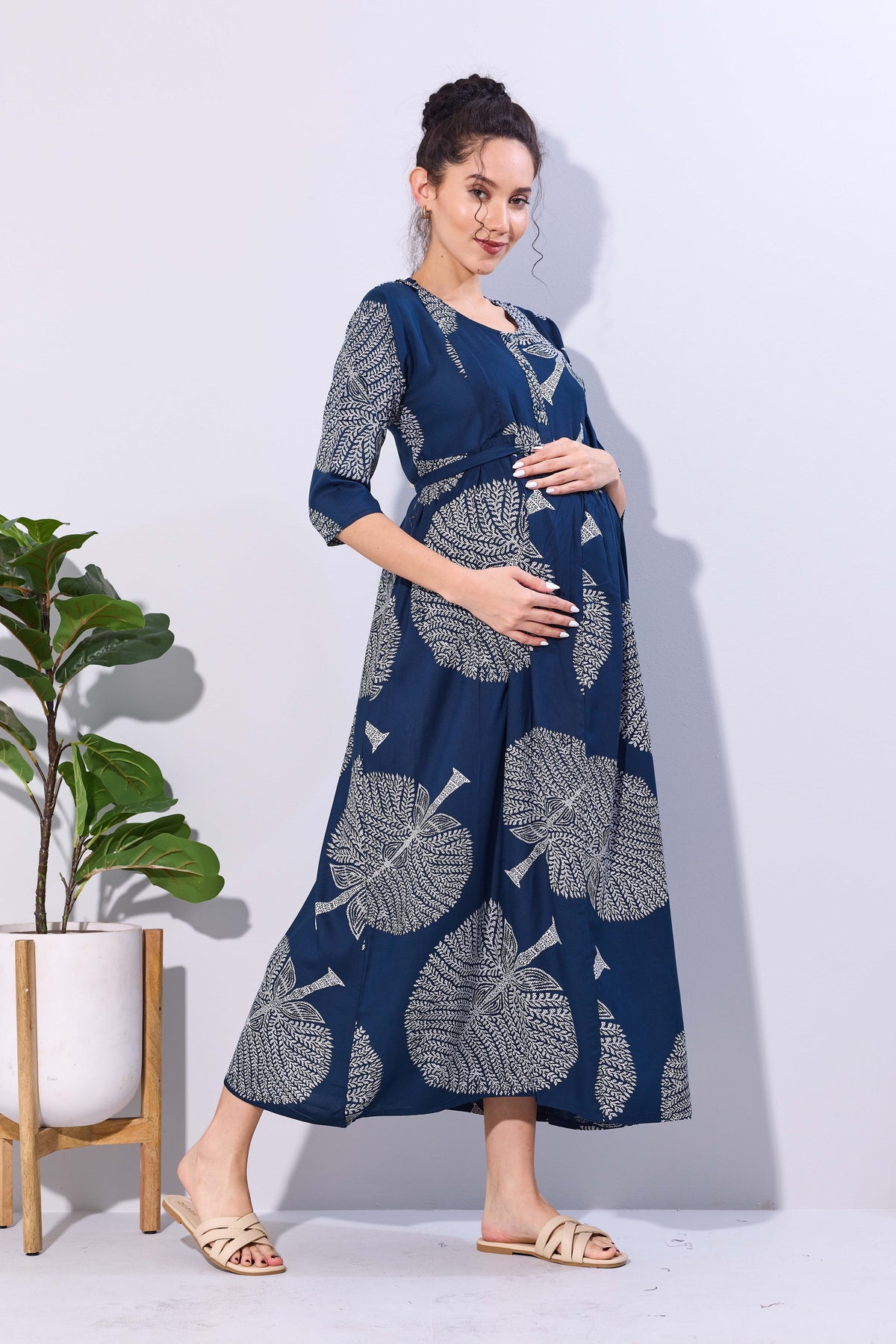 Soft Rayon4-IN-ONE Mom's Feeding & Casual Wear| Pre & Post Maternity Wear | Fancy Long Frock | Best Choice for Pregnancy Women (FIO-F)