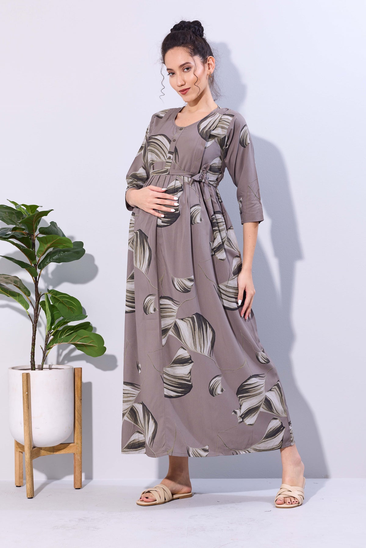 Soft Rayon4-IN-ONE Mom's Feeding & Casual Wear| Pre & Post Maternity Wear | Fancy Long Frock | Best Choice for Pregnancy Women (FIO-F)