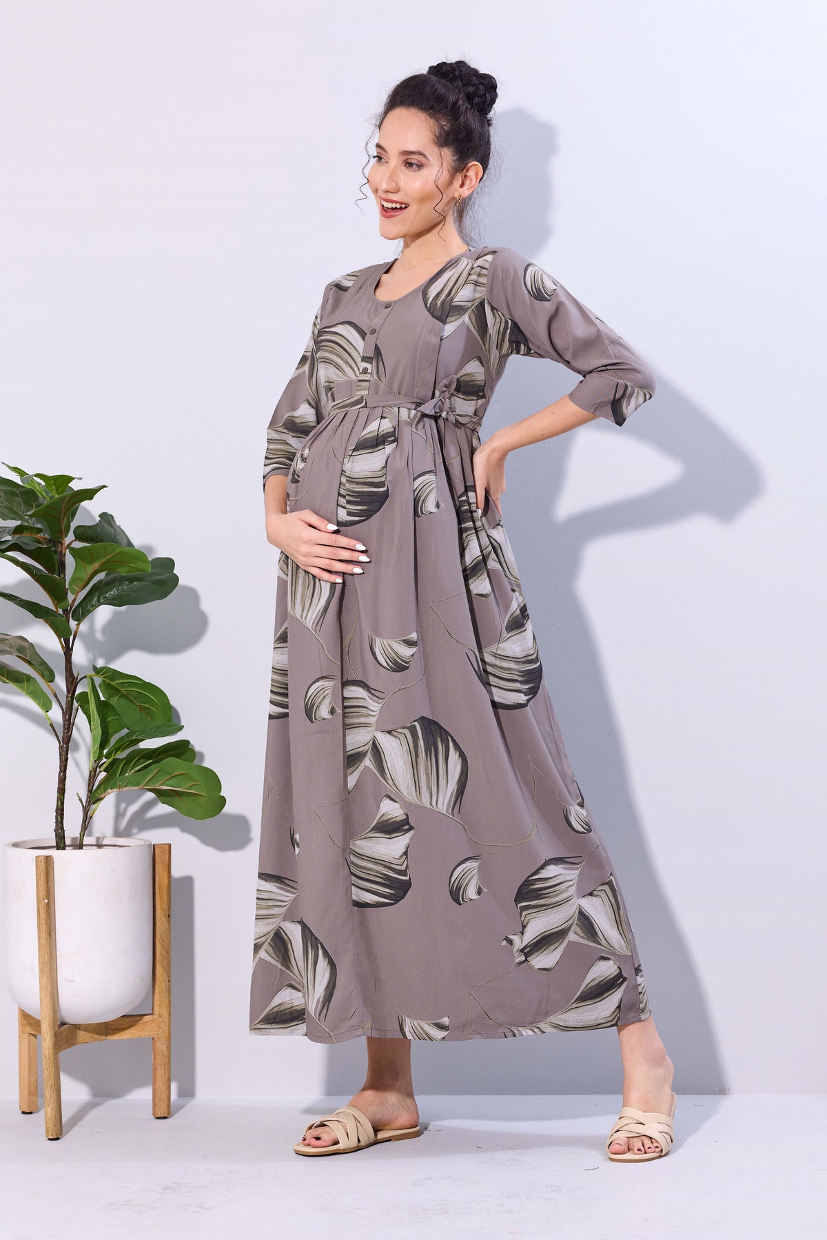Soft Rayon4-IN-ONE Mom's Feeding & Casual Wear| Pre & Post Maternity Wear | Fancy Long Frock | Best Choice for Pregnancy Women (FIO-F)
