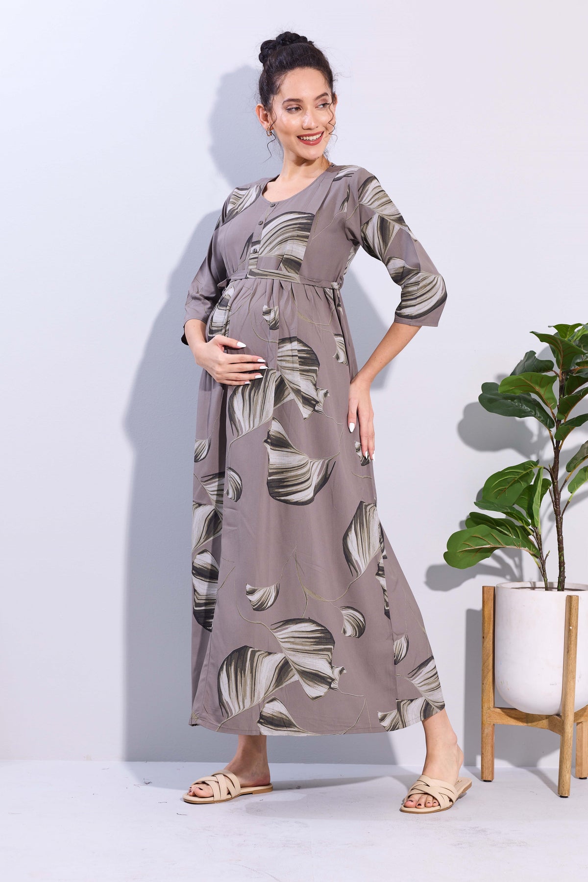 Soft Rayon4-IN-ONE Mom's Feeding & Casual Wear| Pre & Post Maternity Wear | Fancy Long Frock | Best Choice for Pregnancy Women (FIO-F)