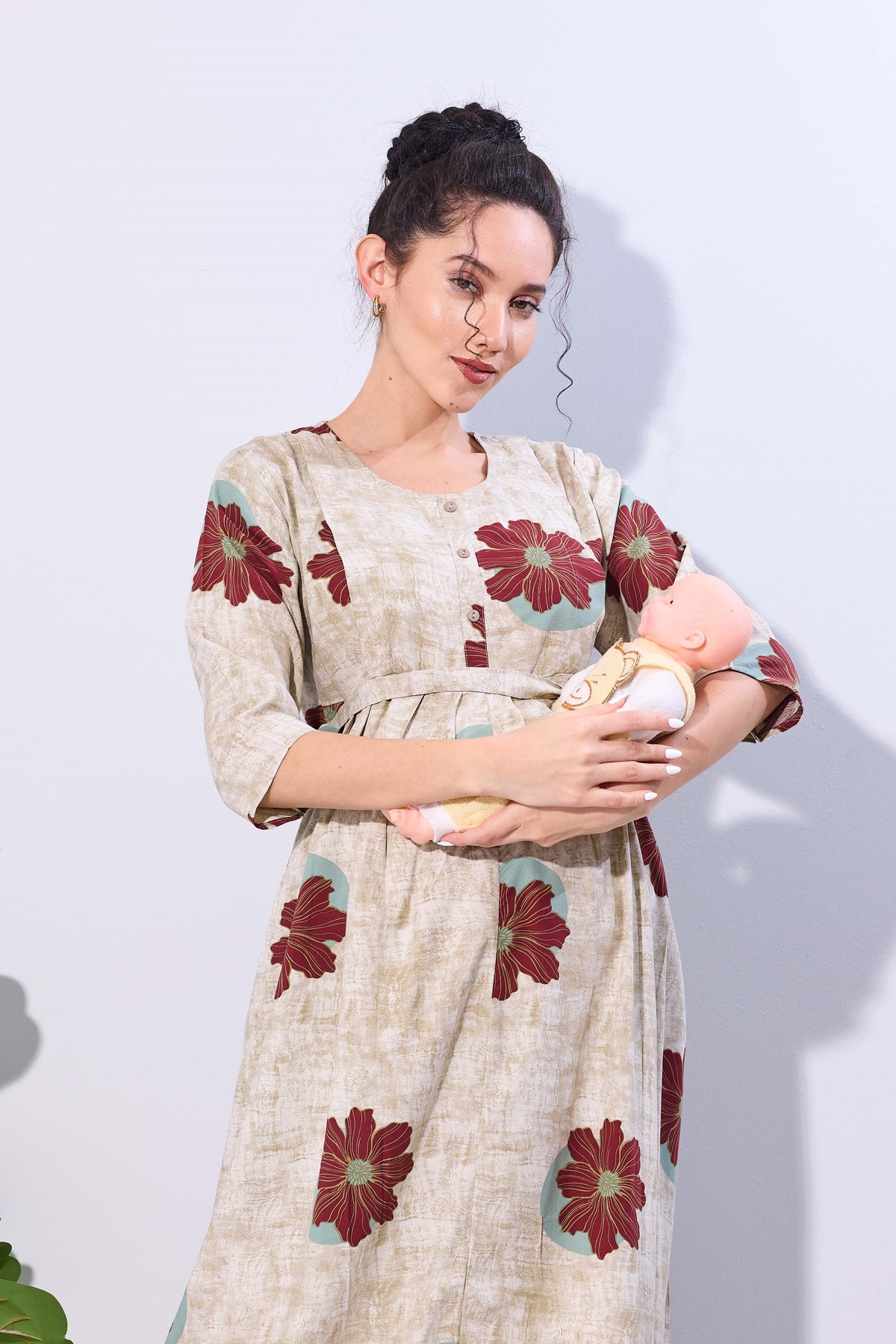 Soft Rayon4-IN-ONE Mom's Feeding & Casual Wear| Pre & Post Maternity Wear | Fancy Long Frock | Best Choice for Pregnancy Women (FIO-F)