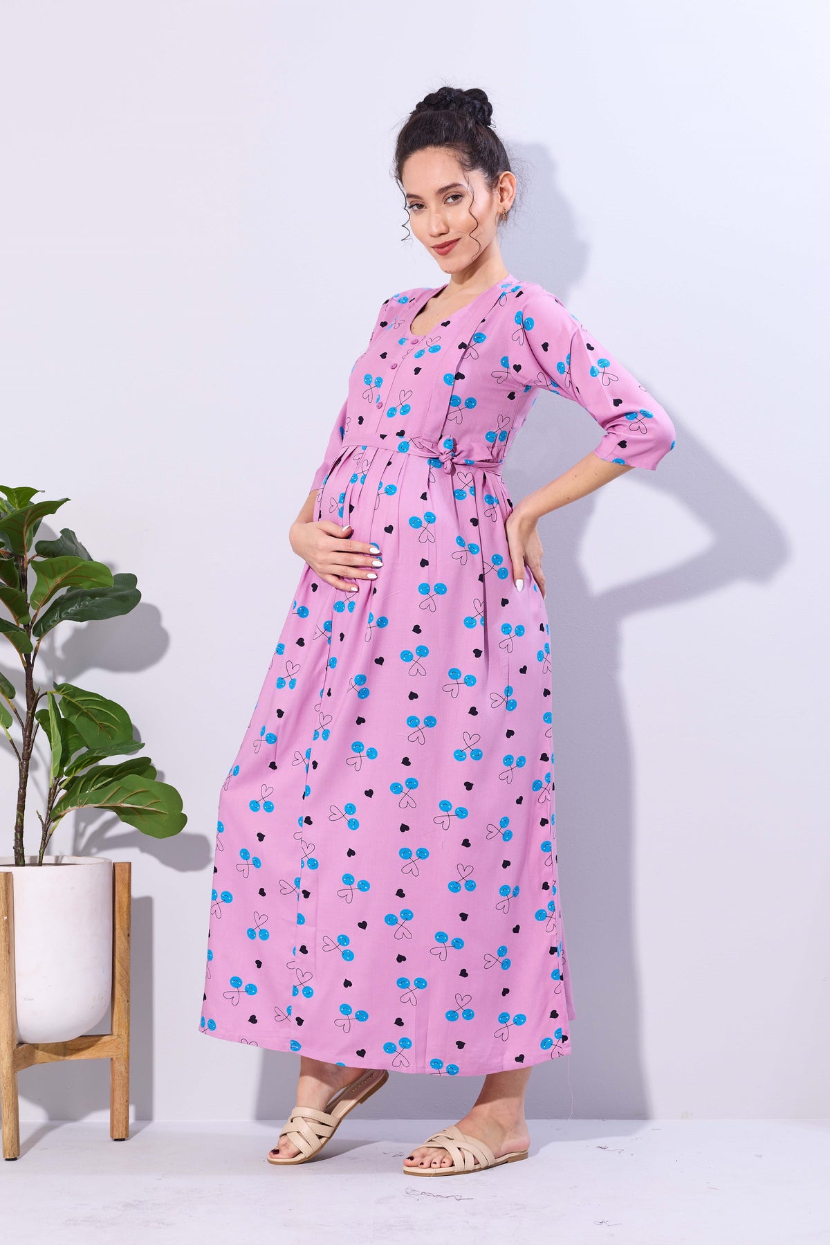 Soft Rayon4-IN-ONE Mom's Feeding & Casual Wear| Pre & Post Maternity Wear | Fancy Long Frock | Best Choice for Pregnancy Women (FIO-F)