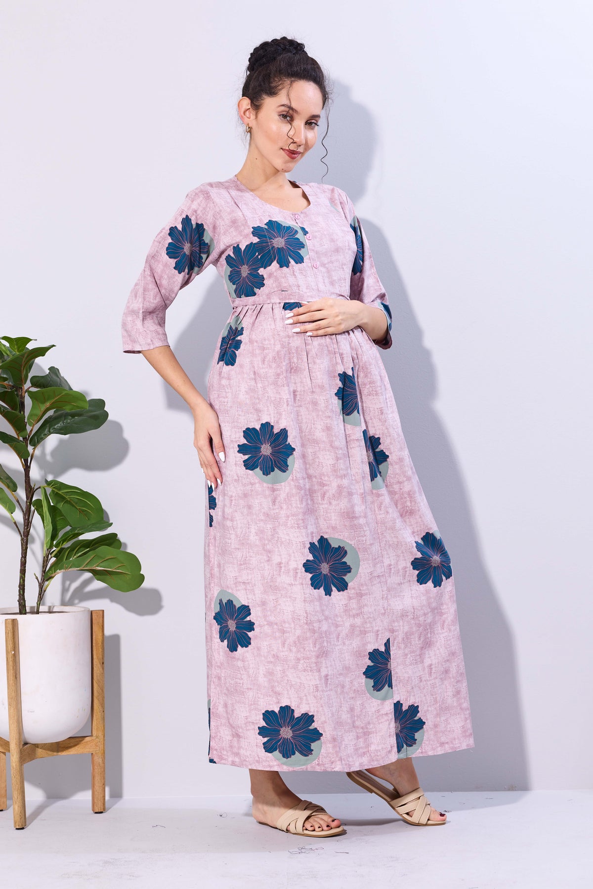 Soft Rayon4-IN-ONE Mom's Feeding & Casual Wear| Pre & Post Maternity Wear | Fancy Long Frock | Best Choice for Pregnancy Women (FIO-F)
