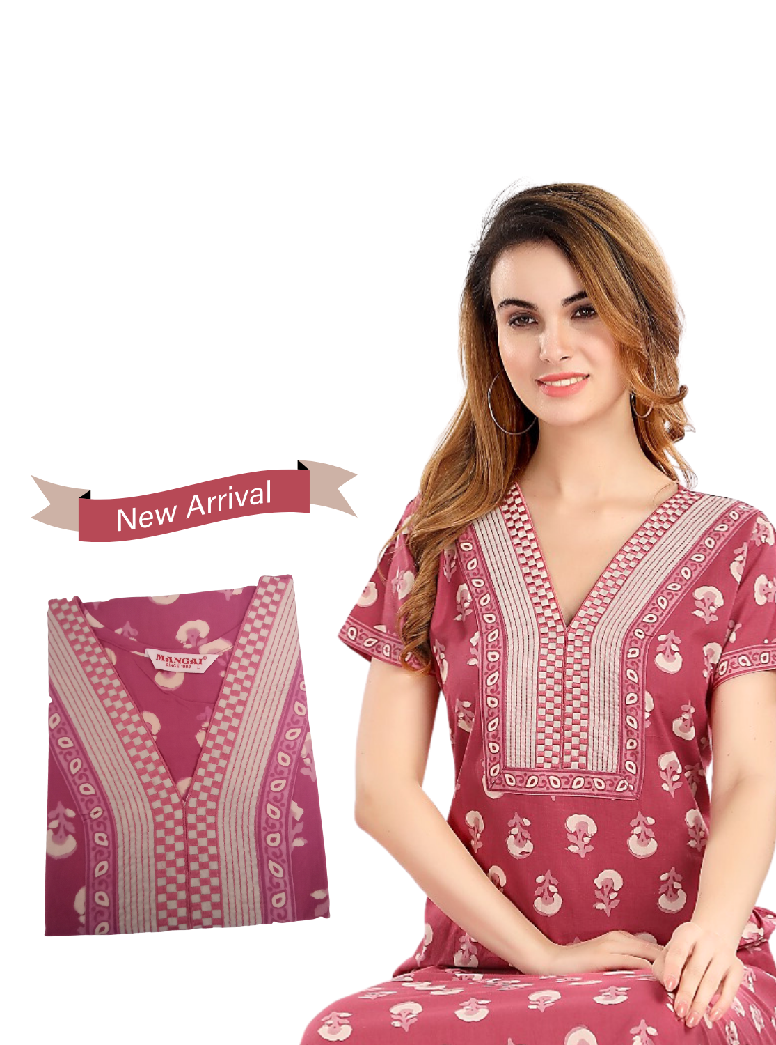 New Arrivals MANGAI New Cotton Printed Nighties- All Over Printed Stylish Nightwear for Stylish Women | Beautiful Nighties for Stylish Women's
