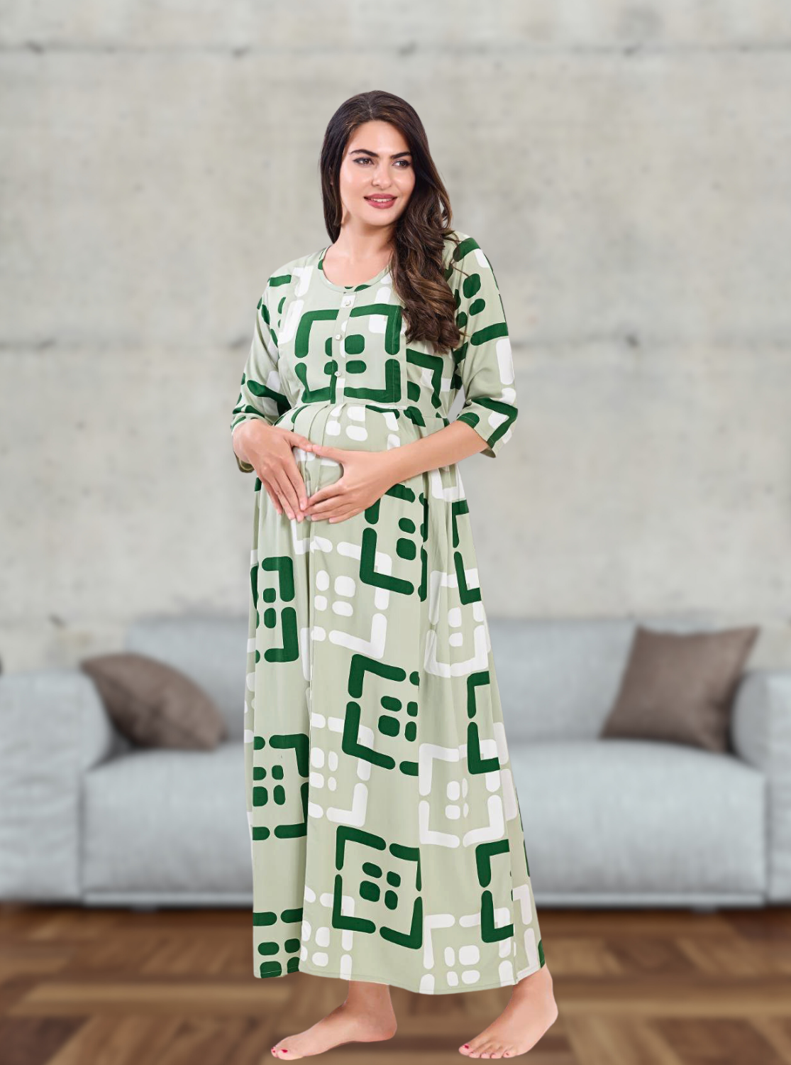 Soft Rayon4-IN-ONE Mom's Feeding & Casual Wear| Pre & Post Maternity Wear | Fancy Long Frock | Best Choice for Pregnancy Women (FIO-F)