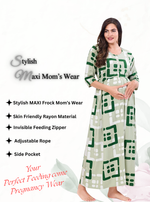 Soft Rayon4-IN-ONE Mom's Feeding & Casual Wear| Pre & Post Maternity Wear | Fancy Long Frock | Best Choice for Pregnancy Women (FIO-F)