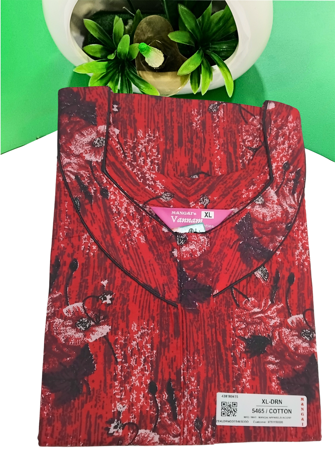 MANGAI Daily Wear Casual Comfort Fit Cotton Printed Nighties | Front Open Zipper Model | Fancy Round Neck with Side Pocket Cotton Nighties (DRN)