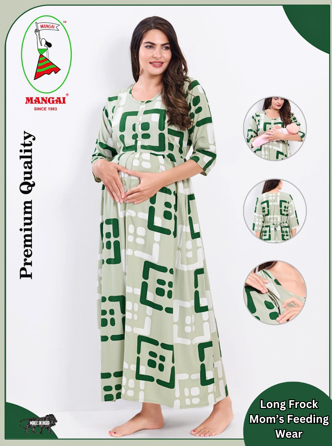 Soft Rayon4-IN-ONE Mom's Feeding & Casual Wear| Pre & Post Maternity Wear | Fancy Long Frock | Best Choice for Pregnancy Women (FIO-F)