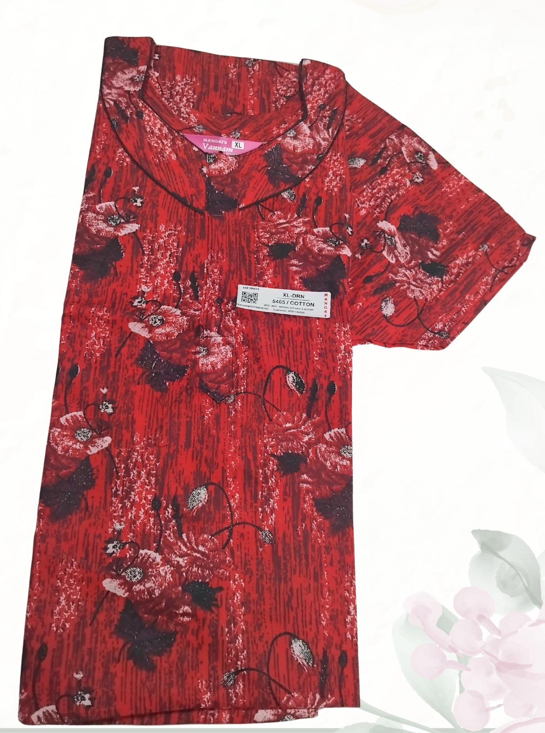 MANGAI Daily Wear Casual Comfort Fit Cotton Printed Nighties | Front Open Zipper Model | Fancy Round Neck with Side Pocket Cotton Nighties (DRN)