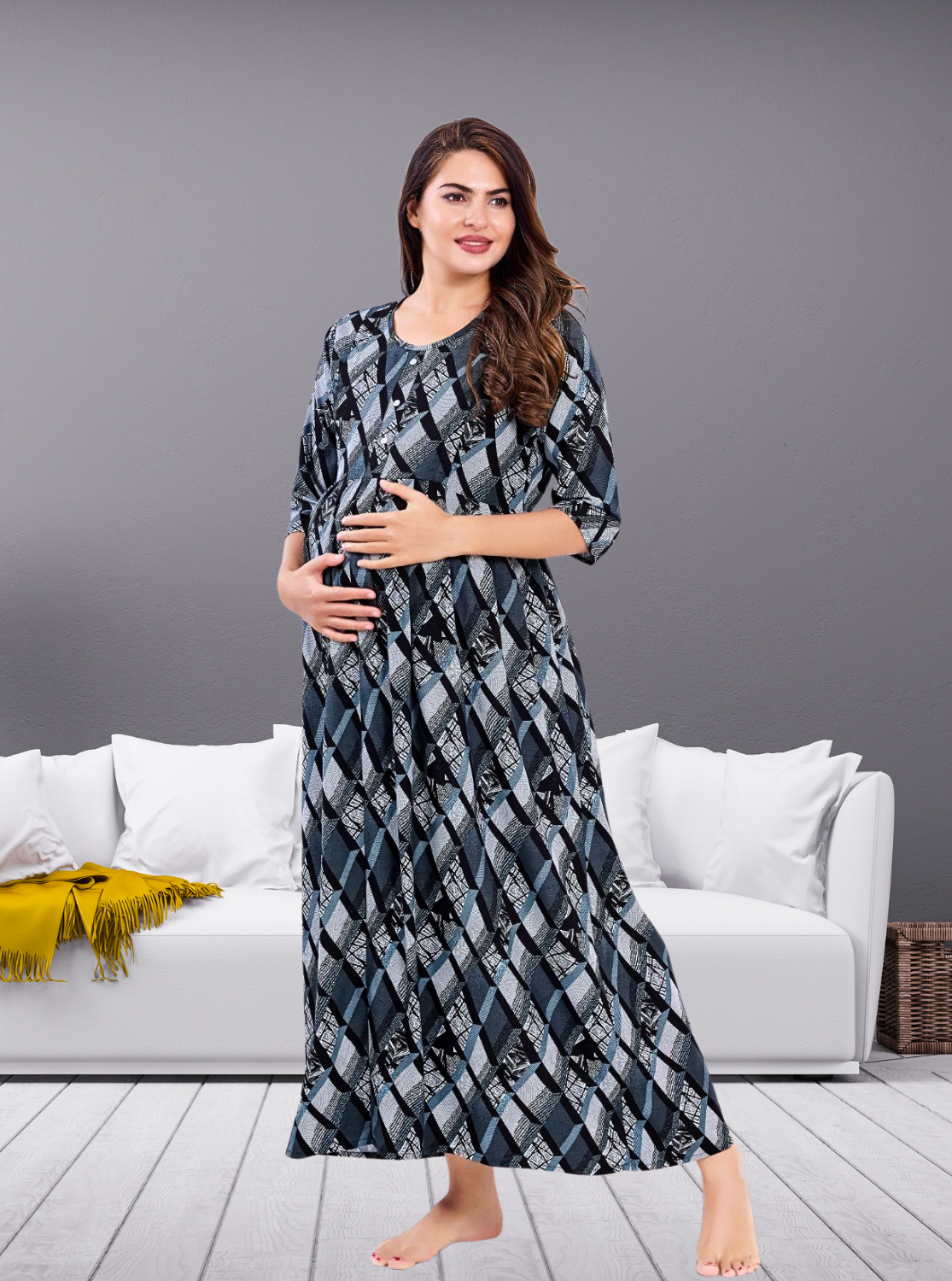 Soft Rayon4-IN-ONE Mom's Feeding & Casual Wear| Pre & Post Maternity Wear | Fancy Long Frock | Best Choice for Pregnancy Women (FIO-F)