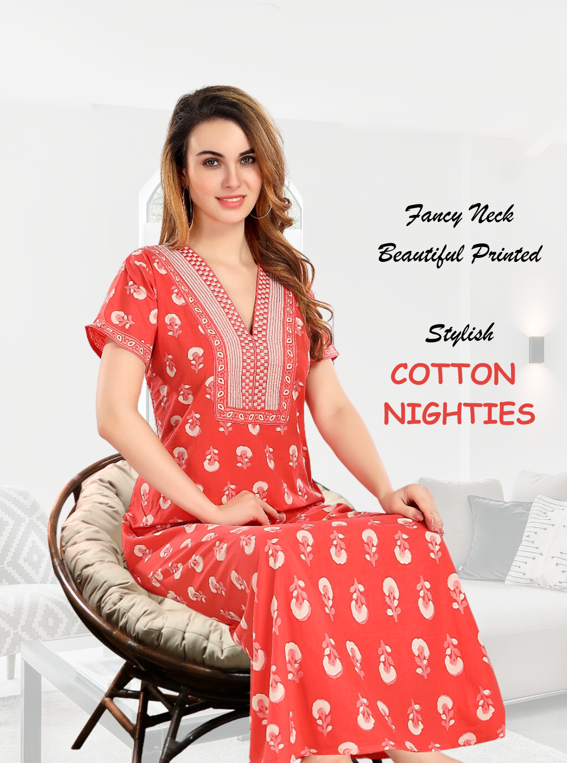 New Arrivals MANGAI New Cotton Printed Nighties- All Over Printed Stylish Nightwear for Stylish Women | Beautiful Nighties for Stylish Women's