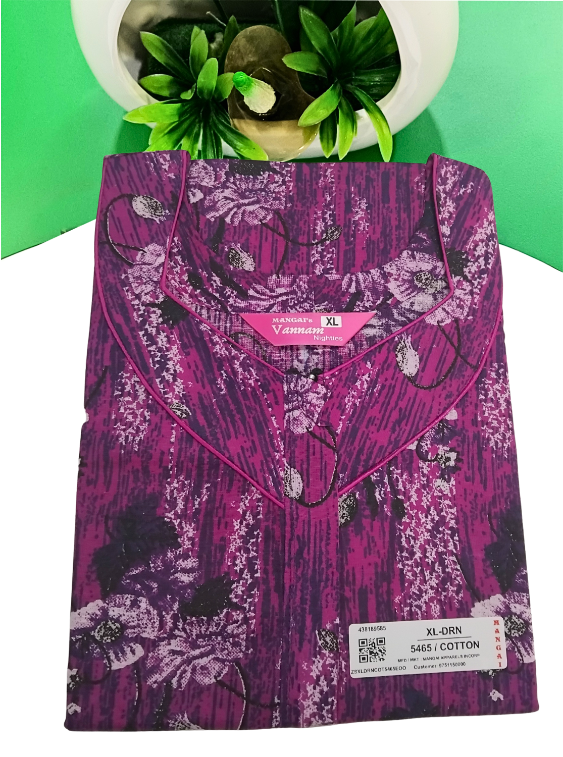 MANGAI Daily Wear Casual Comfort Fit Cotton Printed Nighties | Front Open Zipper Model | Fancy Round Neck with Side Pocket Cotton Nighties (DRN)