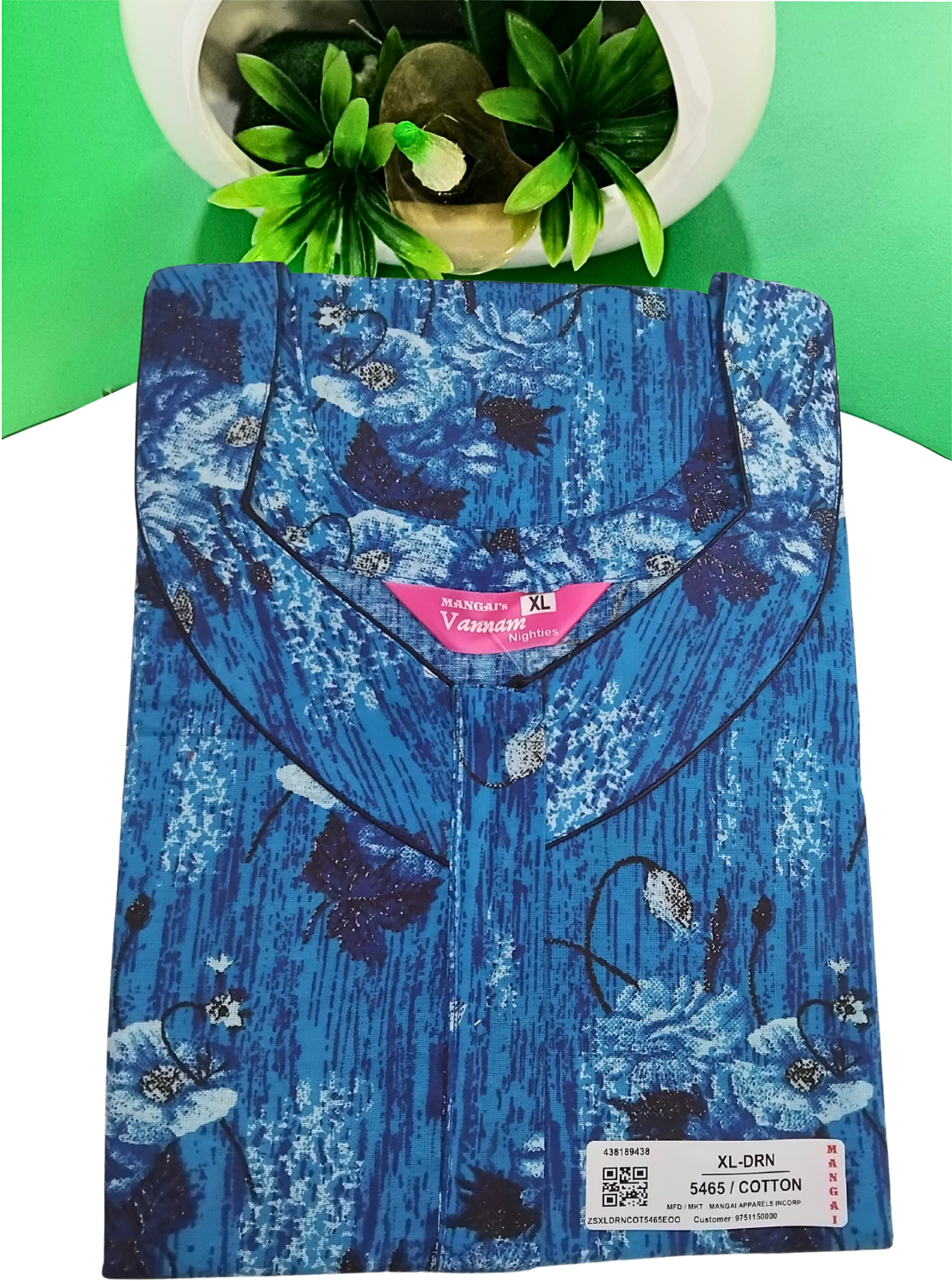 MANGAI Daily Wear Casual Comfort Fit Cotton Printed Nighties | Front Open Zipper Model | Fancy Round Neck with Side Pocket Cotton Nighties (DRN)