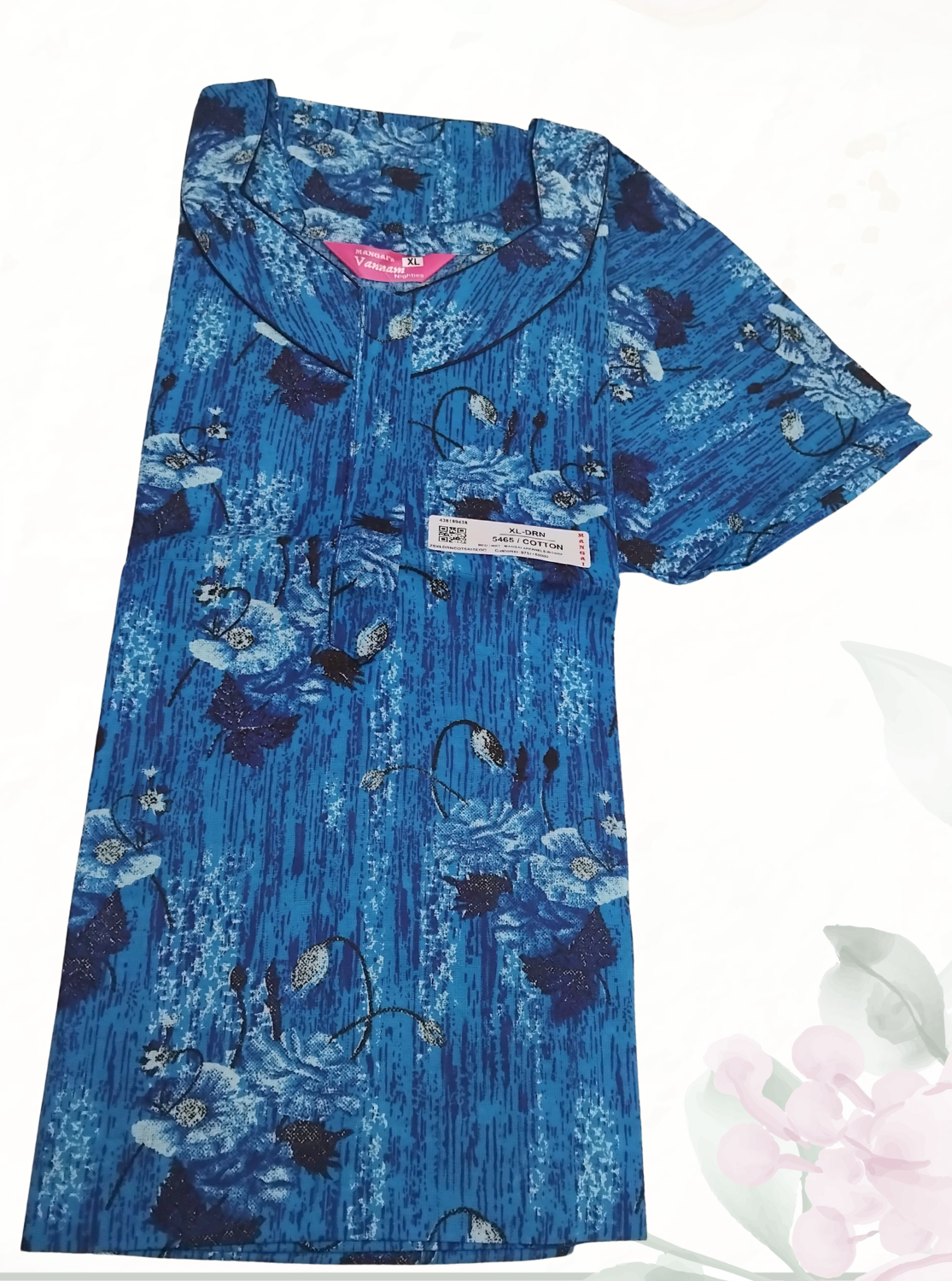 MANGAI Daily Wear Casual Comfort Fit Cotton Printed Nighties | Front Open Zipper Model | Fancy Round Neck with Side Pocket Cotton Nighties (DRN)