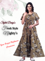 Fresh Arrivals MANGAI Alpine FULL FROCK Model Nighties | Beautiful Stylish Frock Style | Stylish Fancy Sleeves | Side Pocket | Perfect Nightwear Trendy Women's (FRK)