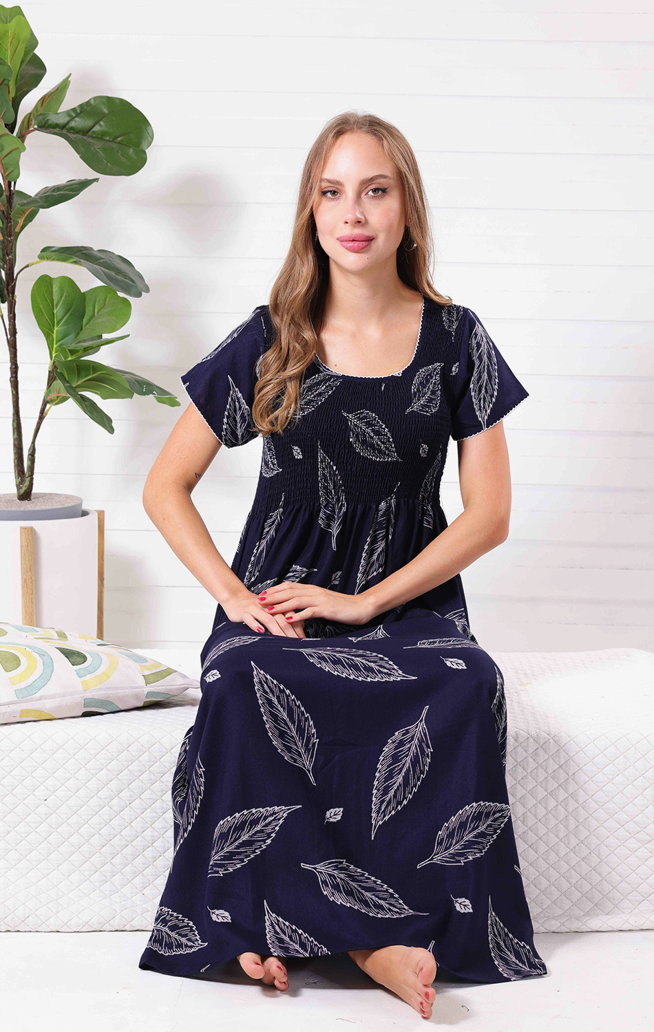 New Arrivals ALPINE Smokey Nighty | Beautiful Pleated Design | Side Pocket | Stylish Nighty for Trendy Women's | Your Perfect Nightwear Collection's (ALS)