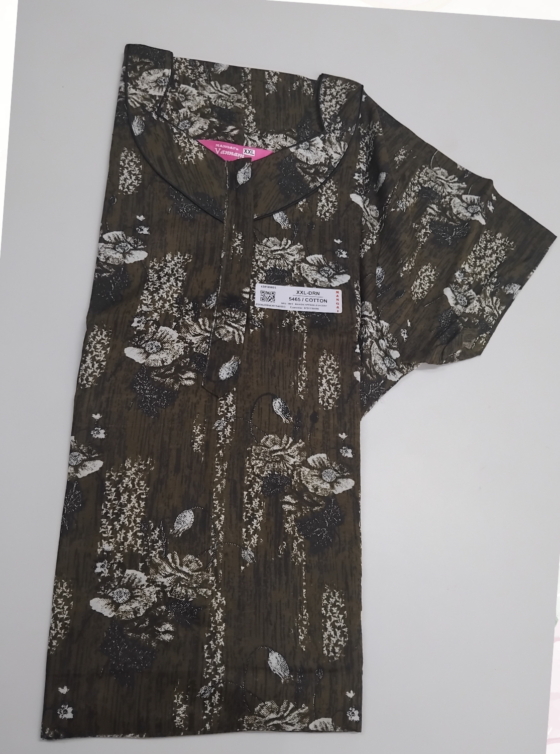 MANGAI Daily Wear Casual Comfort Fit Cotton Printed Nighties | Front Open Zipper Model | Fancy Round Neck with Side Pocket Cotton Nighties (DRN)