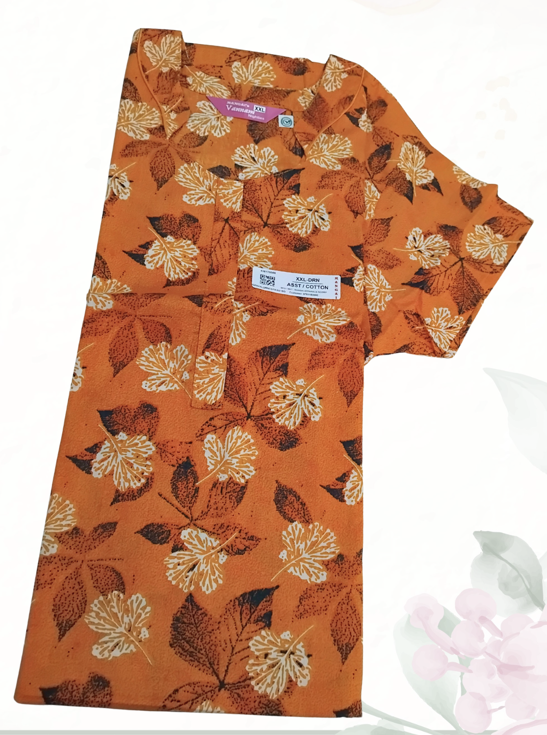 MANGAI Daily Wear Casual Comfort Fit Cotton Printed Nighties | Front Open Zipper Model | Fancy Round Neck with Side Pocket Cotton Nighties (DRN)