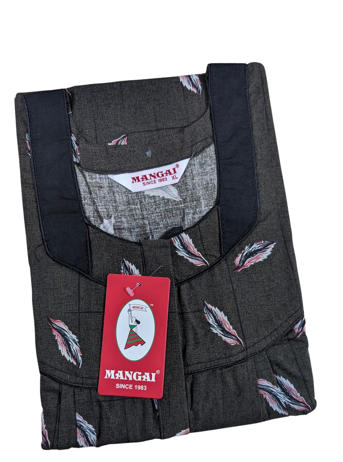 MANGAI Premium Cotton Printed FEEDING NIGHTY| Soft Cotton | Above Knee Length Covered | Front Open Zipper| Vertical Feeding Zipper | Feeding Nighties