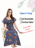 New Arrivals ALPINE Smokey Nighty | Beautiful Pleated Design | Side Pocket | Stylish Nighty for Trendy Women's | Your Perfect Nightwear Collection's (ALS)