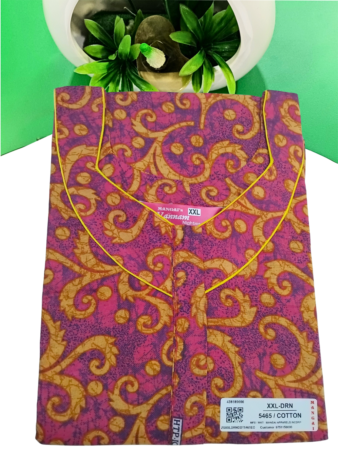 MANGAI Daily Wear Casual Comfort Fit Cotton Printed Nighties | Front Open Zipper Model | Fancy Round Neck with Side Pocket Cotton Nighties (DRN)