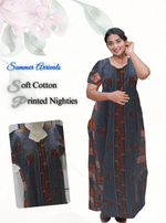 MANGAI Daily Wear Casual Comfort Fit Cotton Printed Nighties | Zipless Closed Model |Summer Arrival's for Trendy Women's (VNM)