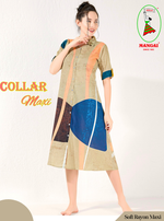 MANGAI Premium Rayon Collar MAXI Nighty for Women | Long Sleeve Stylish Nightwear for Women and Teenager | Perfect Stylish Nightwear (CM)