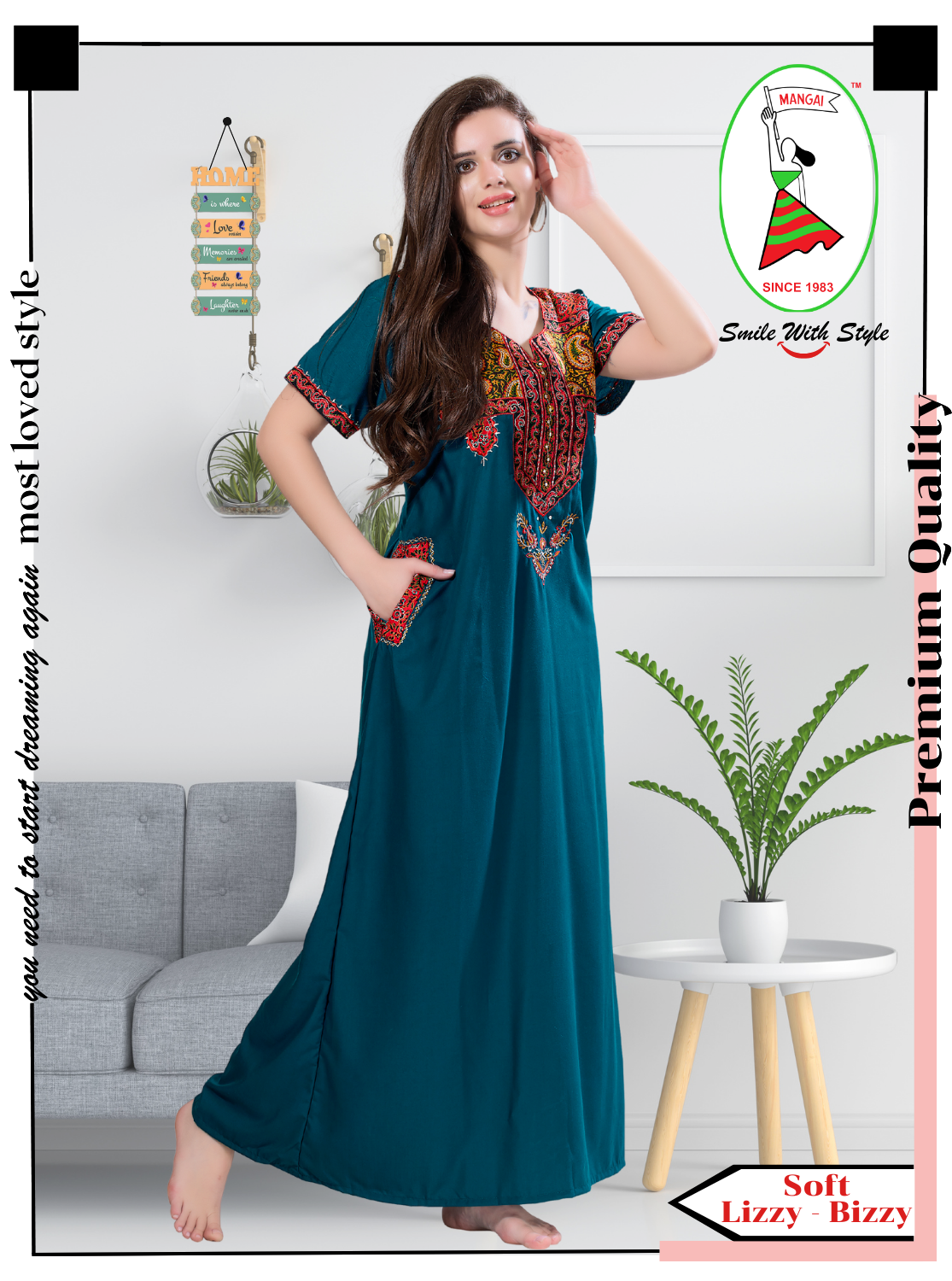 MANGAI Premium KARACHI Embroidery Nighties | Beautiful Embroidery Design's | Branded Quality | Half Sleeve | Regular Model | Stylish Nightdress for Women (KEM)