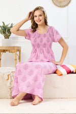 New Smocking Nighty | Stretchable Elastic Type | Beautiful Pleated Model | Side Pocket | Stylish Nighty for Stylish Women's (SYS)