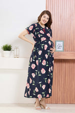✨ MANGAI Premium Rayon Maternity Frock for Pregnancy Women ✨ Invisible Feeding Zipper | Stylish Fancy Neck | Side Pocket | Comfortable Pregnancy & Casual Wear (RMF)