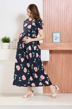 ✨ MANGAI Premium Rayon Maternity Frock for Pregnancy Women ✨ Invisible Feeding Zipper | Stylish Fancy Neck | Side Pocket | Comfortable Pregnancy & Casual Wear (RMF)