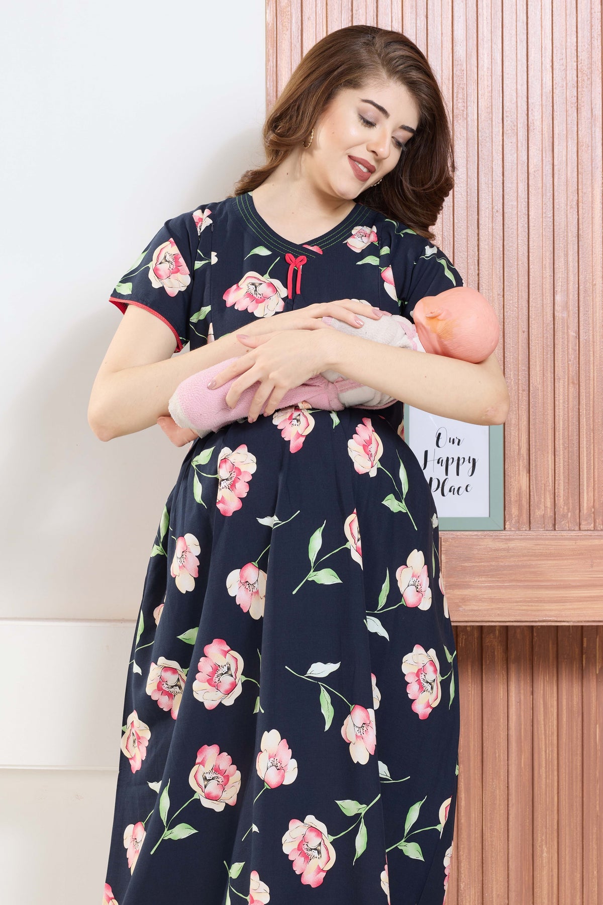 ✨ MANGAI Premium Rayon Maternity Frock for Pregnancy Women ✨ Invisible Feeding Zipper | Stylish Fancy Neck | Side Pocket | Comfortable Pregnancy & Casual Wear (RMF)