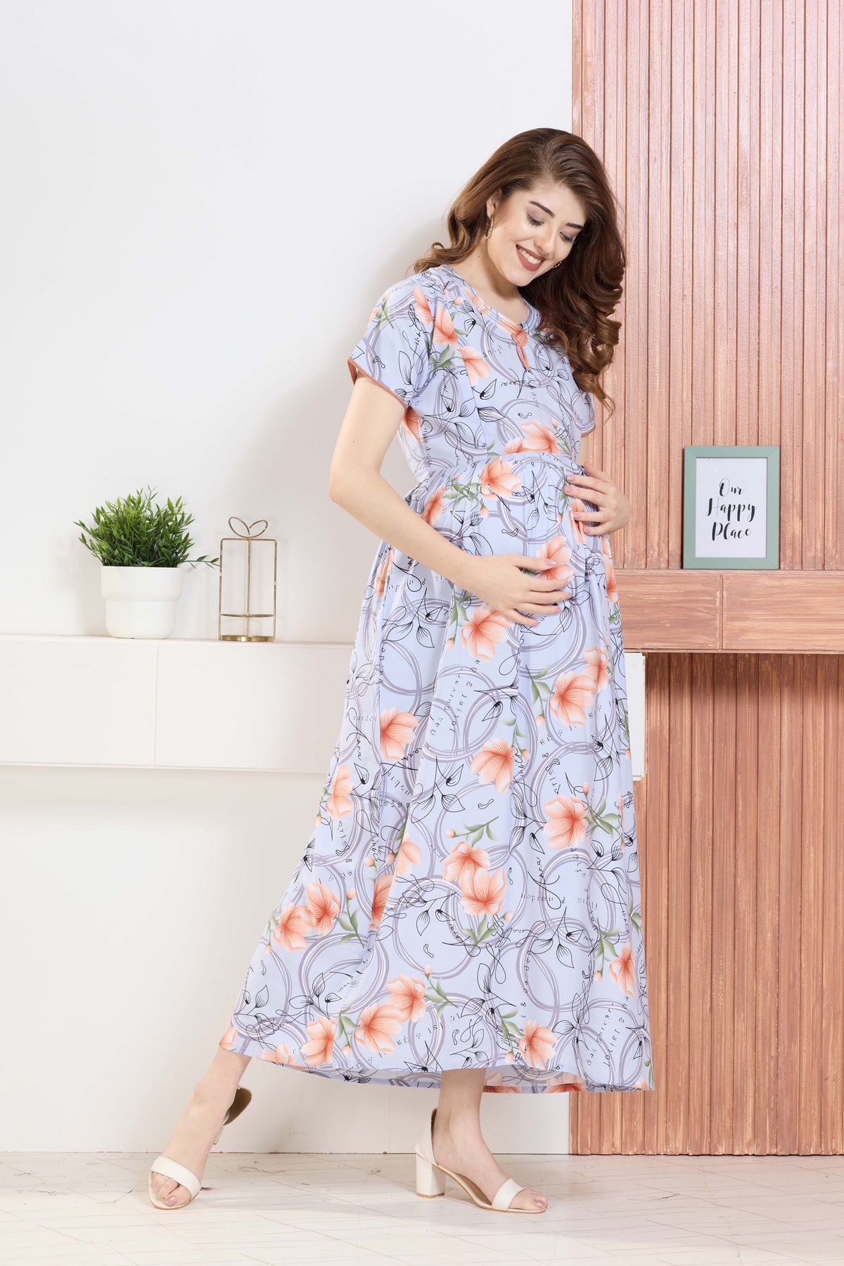 ✨ MANGAI Premium Rayon Maternity Frock for Pregnancy Women ✨ Invisible Feeding Zipper | Stylish Fancy Neck | Side Pocket | Comfortable Pregnancy & Casual Wear (RMF)