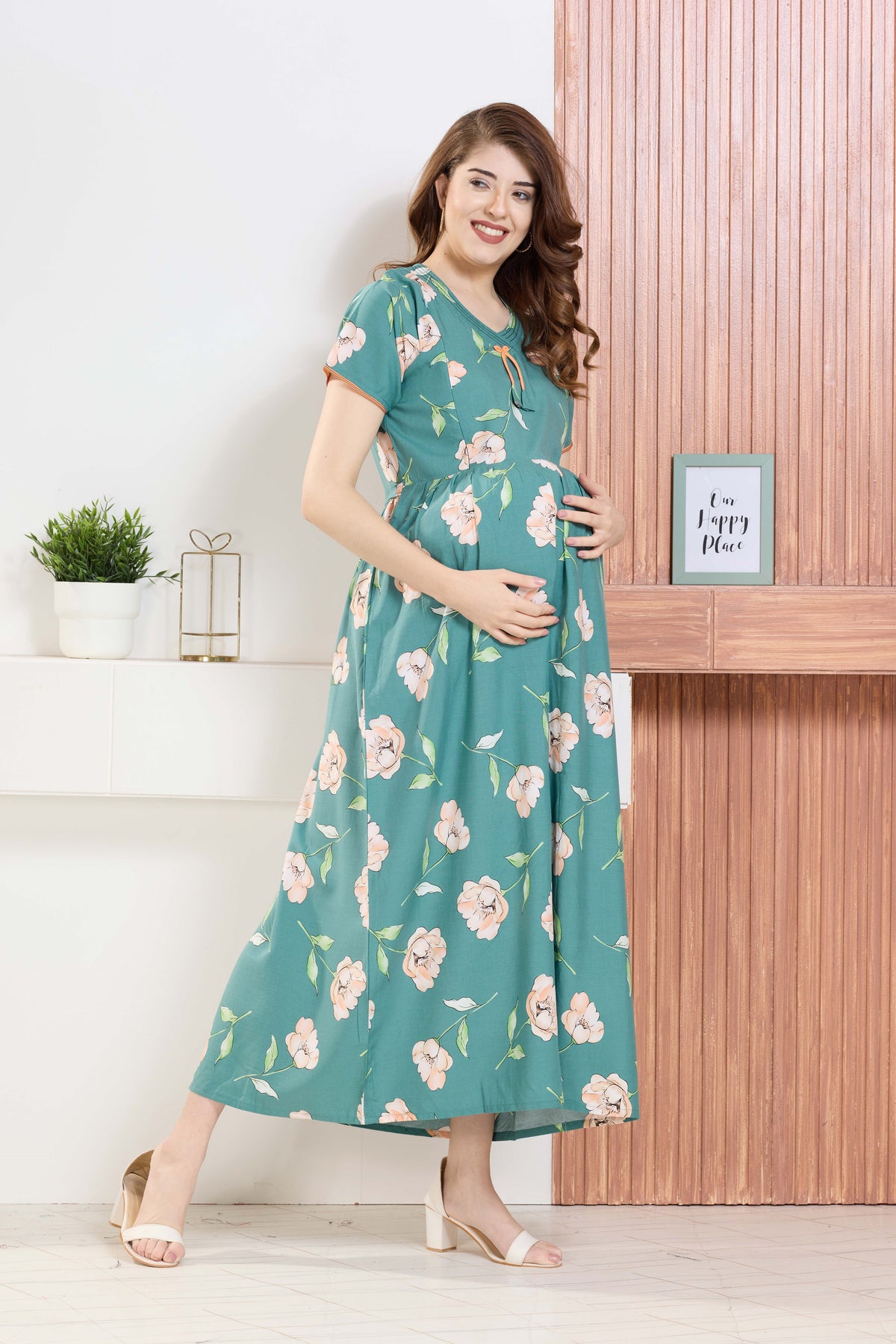 ✨ MANGAI Premium Rayon Maternity Frock for Pregnancy Women ✨ Invisible Feeding Zipper | Stylish Fancy Neck | Side Pocket | Comfortable Pregnancy & Casual Wear (RMF)