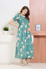 ✨ MANGAI Premium Rayon Maternity Frock for Pregnancy Women ✨ Invisible Feeding Zipper | Stylish Fancy Neck | Side Pocket | Comfortable Pregnancy & Casual Wear (RMF)