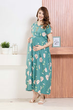 ✨ MANGAI Premium Rayon Maternity Frock for Pregnancy Women ✨ Invisible Feeding Zipper | Stylish Fancy Neck | Side Pocket | Comfortable Pregnancy & Casual Wear (RMF)