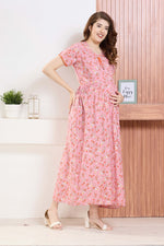 ✨ MANGAI Premium Rayon Maternity Frock for Pregnancy Women ✨ Invisible Feeding Zipper | Stylish Fancy Neck | Side Pocket | Comfortable Pregnancy & Casual Wear (RMF)