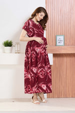 ✨ MANGAI Premium Rayon Maternity Frock for Pregnancy Women ✨ Invisible Feeding Zipper | Stylish Fancy Neck | Side Pocket | Comfortable Pregnancy & Casual Wear (RMF)